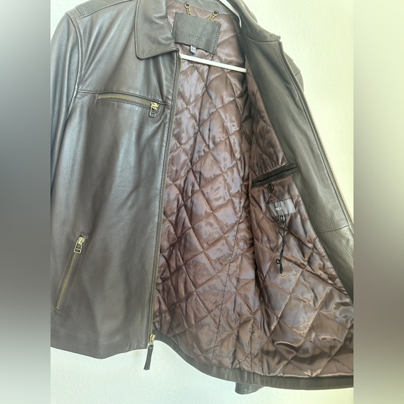 NWOT Vince brown Leather Moto Jacket 100% Lambskin Men’s size Small - Picture 9 of 17